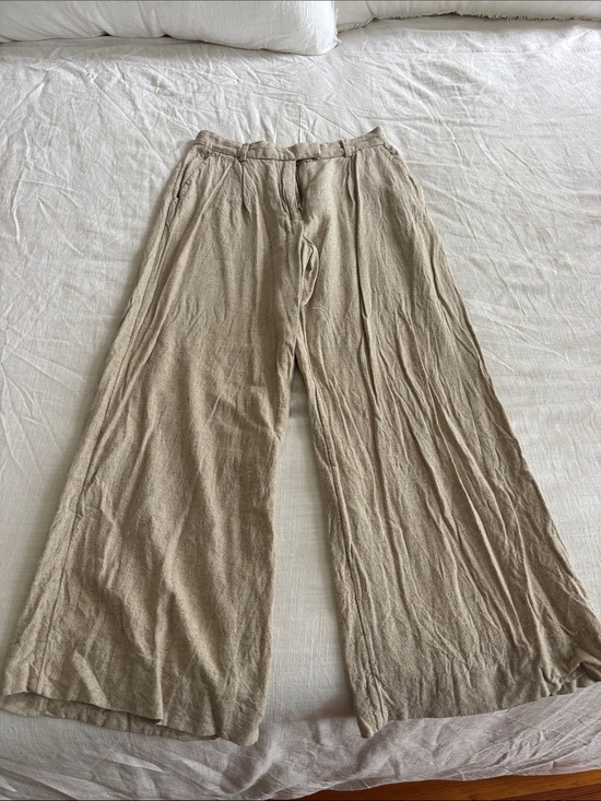 Abercrombie & Fitch Pants - Abercrombie & Fitch Wide-Leg Linen-Blend Trousers in Light Beige